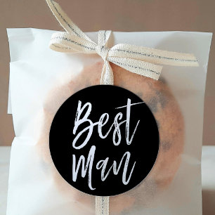 Best Man   Script Style Wedding Black Classic Round Sticker