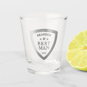 Best Man Silver Shield Shot Glass