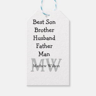 Best man son husband dad quotes add name text gift tags