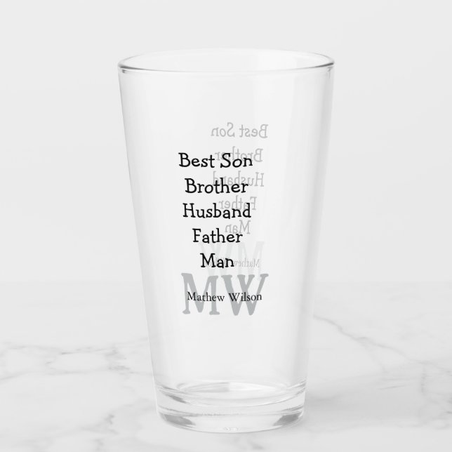 Best man son husband dad quotes add name text glass (Front)