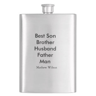 Best man son husband dad quotes add name text hip flask