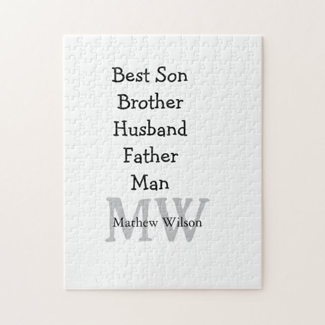 Best man son husband dad quotes add name text jigsaw puzzle (Vertical)