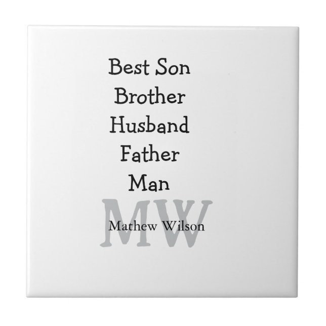 Best man son husband dad quotes add name text tile (Front)
