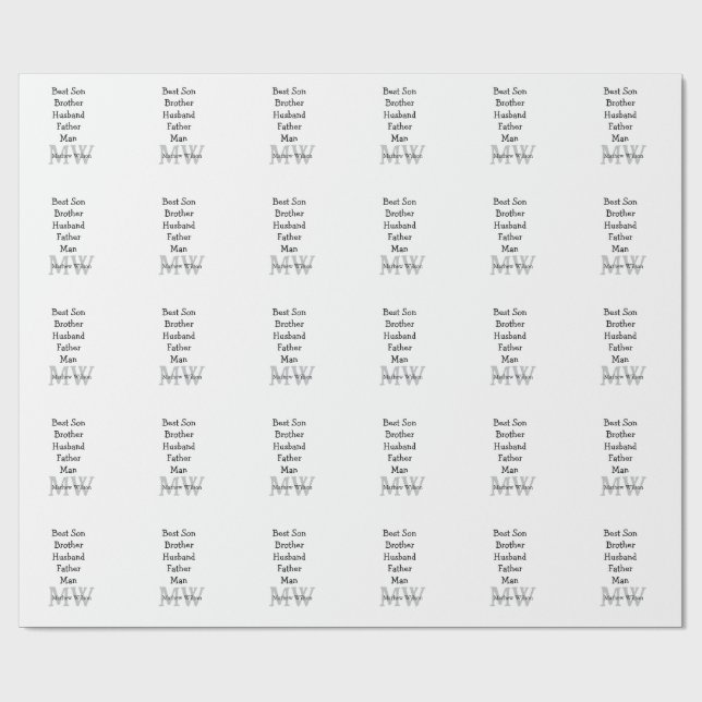 Best man son husband dad quotes add name text wrapping paper (Flat)
