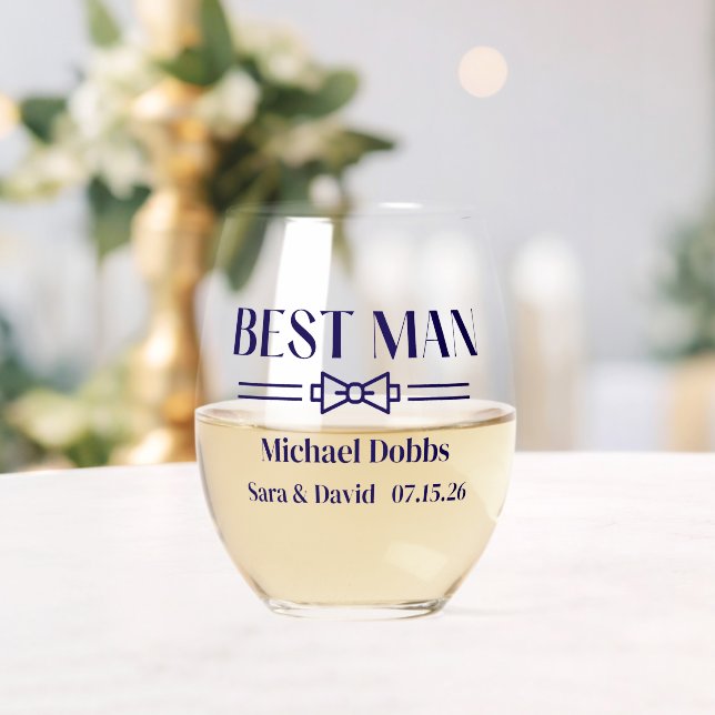 Best Man Stemless Wine Glass (Insitu (Wedding))