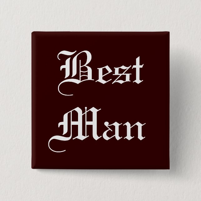 Best Man Text 15 Cm Square Badge (Front)