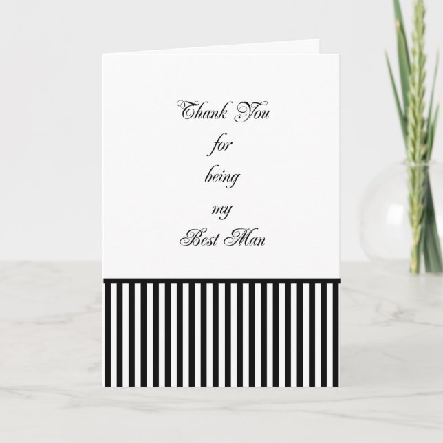 Best Man Thank You Card with Black White Stripe (Front)