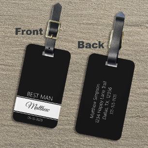 Best Man Thank You Luggage Tags Black Monogram