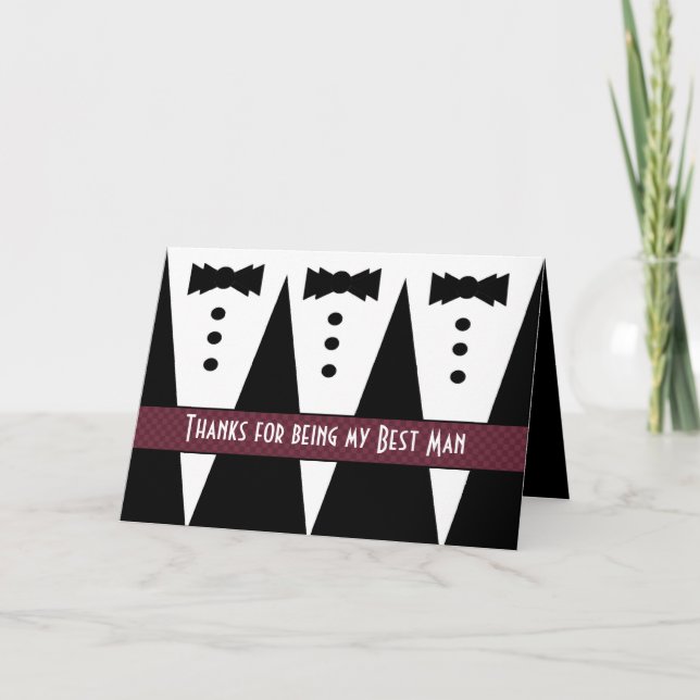 BEST MAN Thank You - Three Tuxedos - Customisable Card (Front)