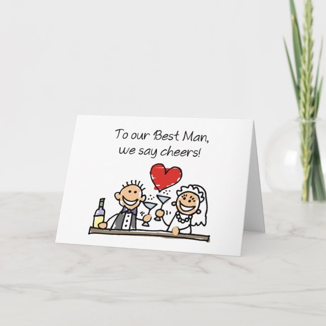 Best Man Thank You Wedding Stick Figures Card (Front)