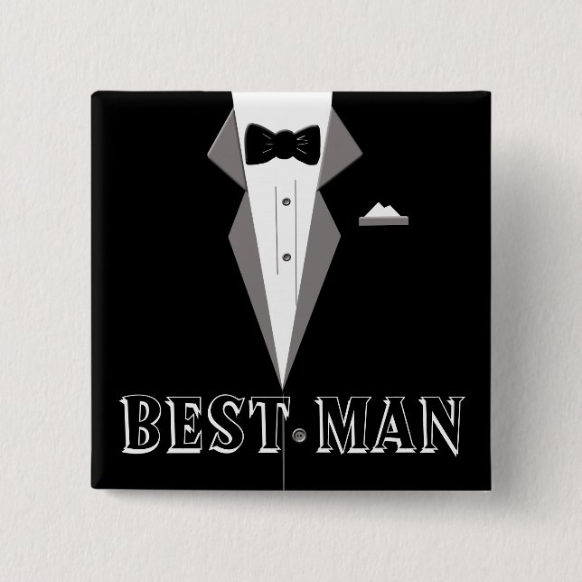 Best Man Tuxedo Art Button (Front)