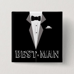 Best Man Tuxedo Art Button