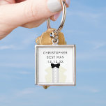 Best Man Tuxedo Wedding Black Tie Keychain<br><div class="desc">Looking for a lovely gift for your Best Man featuring an ivory tuxedo with a black bow tie? Then you've come to the right shop. Just add your name and wedding date to this lovely silver keychain</div>