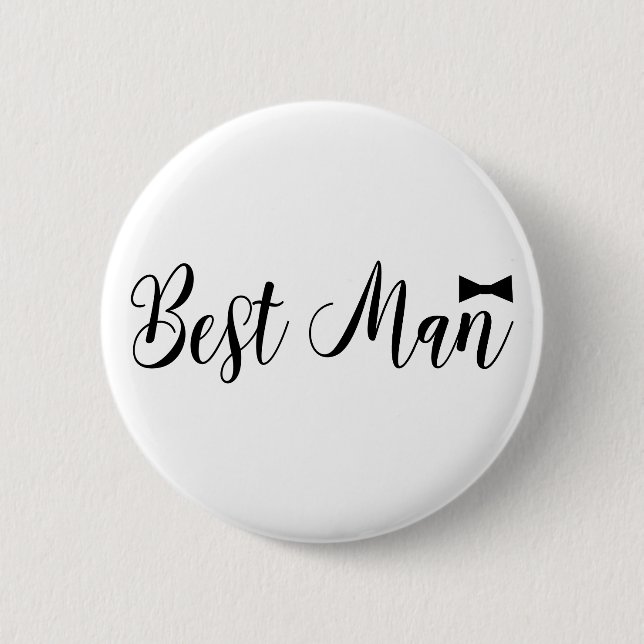 Best Man, Wedding,Bachelor Part, Black 6 Cm Round Badge (Front)