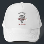 Best Man Wedding Custom Name Date Gift Trucker Hat<br><div class="desc">This unique hat is designed as a gift for your Best Man. Features a unique layering of the name which gives it the feeling of depth. The text reads "Best Man" along with the date of the event. Great way to thank him for being a part of your wedding party....</div>