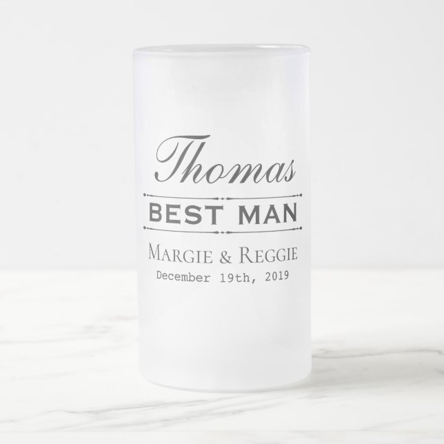 BEST MAN WEDDING PARTY FROSTED MUG (16 oz) (Center)