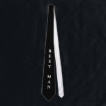 Best Man wedding party neck tie for groomsman<br><div class="desc">Best Man wedding party neck tie for groomsman. Elegant black and white design with custom text. Personalised party favours for best man,  groomsmen,  friends etc.</div>
