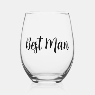 Best Man Wedding Stemless Wine Glass