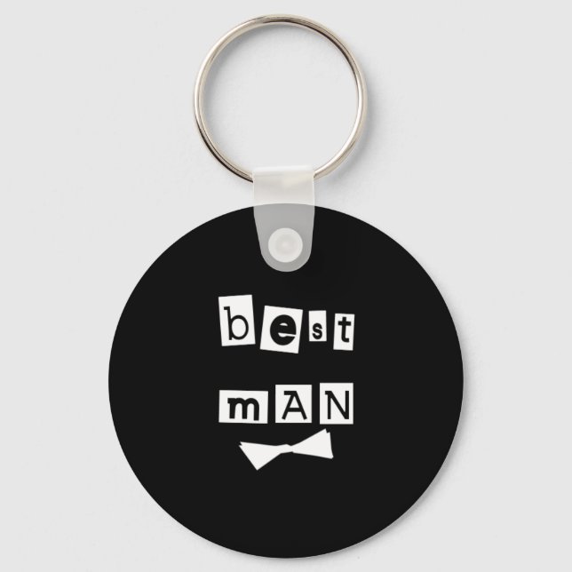 Best Man White on Black Key Ring (Front)