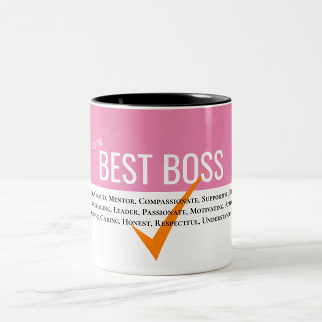 Best manager boss checkmark pink leadership Two-Tone coffee mug (Center)