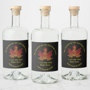 Best Maple Syrup Red Leaf in Fall Colour Harmony C Liquor Bottle Label
