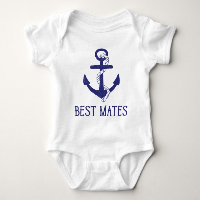 Best Mates Anchor Matching Dog and Baby Bodysuit (Front)