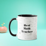 Best Math Teacher Math Formulas and Graphics Mug<br><div class="desc">Great math gift for the best math teacher that you know. Either if it's someone on your family or your favorite school teacher this mug is the delight for the recipient. The mug has a white background where soft mathematic formulas, equations and graphics are handwritten in gray color. Over the...</div>