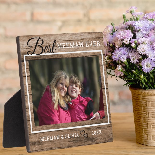 Best Meemaw Ever Custom Photo Rustic Wood   Plaque (Creator Uploaded)