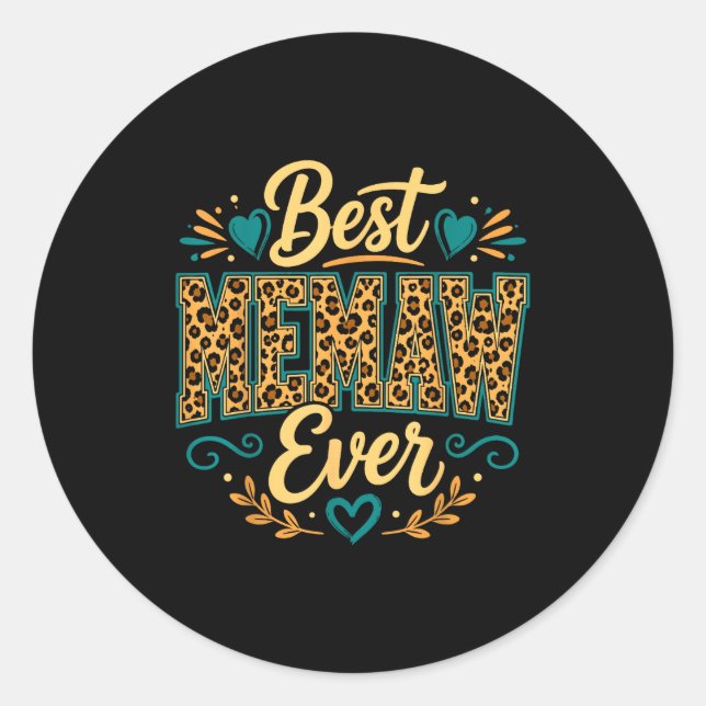 Best Memaw Ever Leopard Grandma  Classic Round Sticker (Front)