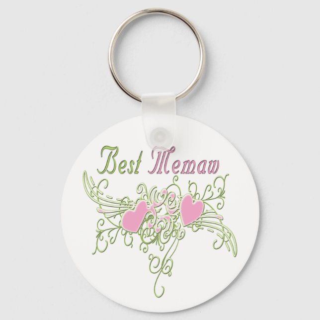Best MeMaw Swirling Hearts Key Ring (Front)