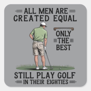 Best Men Play Golf Eighties Funny Golfer Golfing Square Sticker