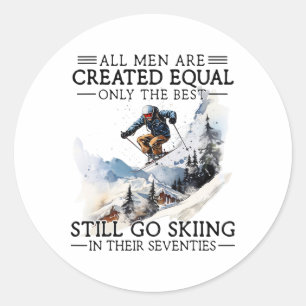 Best Men Still Go Skiing In Their Seventies Gifts Classic Round Sticker