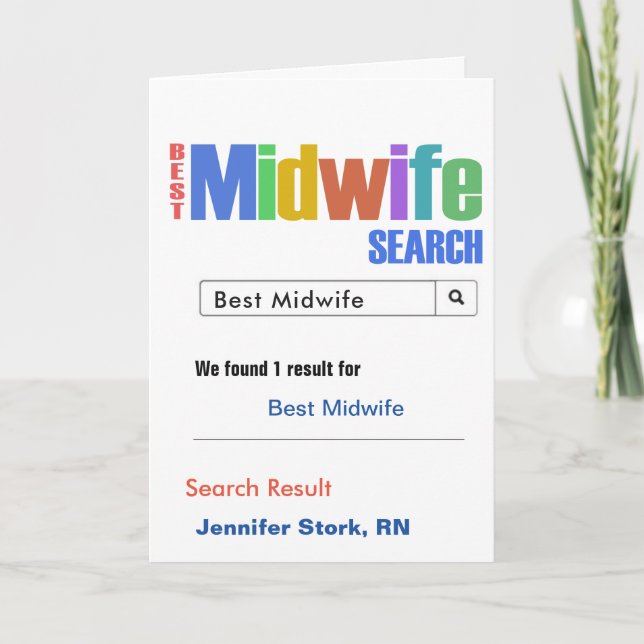 Best Midwife Search Thank You Card (Front)