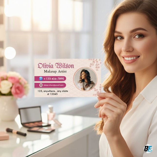 Best Minimalist Beauty Feminine Makeup Artist Business Card (Creator Uploaded)