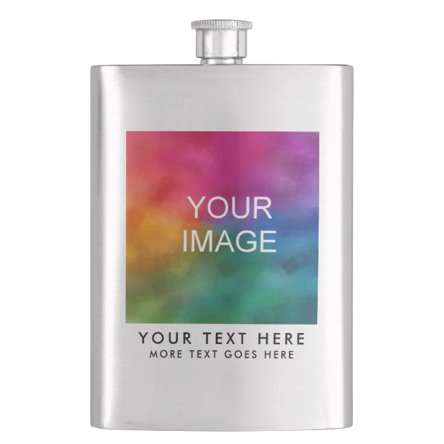 Best Modern Upload Photo Picture Or Logo Template Hip Flask (Front)