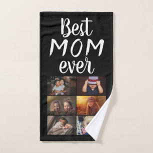Best Mom 6 Photo Collage Family Photo  Hand Towel