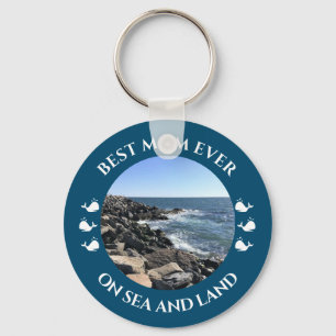 Best Mom Atlantic Ocean Waves of the Sea Blue Key Ring