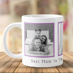 Best Mom Black and White 3 Photos Large Coffee Mug<br><div class="desc">Custom printed coffee mug personalized with your photos and words "best mom in the word ♥️ we love you". Add 3 special photos. B&W filter applied.</div>