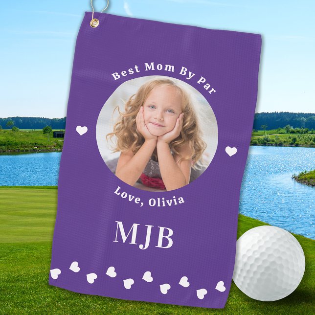 Best MOM By Par Personalised Stylish Chic Photo Golf Towel (Creator Uploaded)