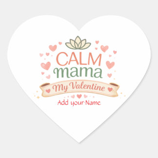 Best Mom Calm Mama Valentine Hearts Magnet Heart Sticker