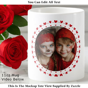 Best Mom / Dad Ever, Photo & Red Hearts, Modern Coffee Mug