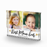 Best Mom Ever 2 Picture Collage Heart Keepsake Photo Block<br><div class="desc">Best Mom Ever photo block personalized with 2 pictures for an unique photo gift for mommy for her kids.</div>