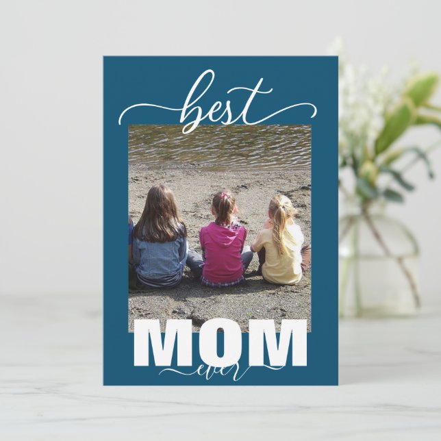 Best MOM Ever 3 Kids Photo Mother's Day  Holiday Card (Standing Front)