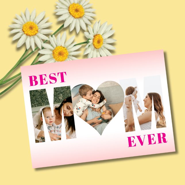 Best Mom Ever 3 Photo Stylish Happy Mother's Day  Card (Creator Uploaded)