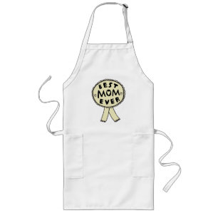Best Mom Ever Award Ribbon Hand-Drawn Mother's Day Long Apron