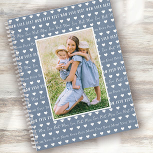 Best Mom Ever Blue Hearts Photo  Notebook