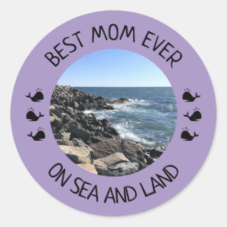 Best Mom Ever Blue Ocean Photo Classic Round Sticker