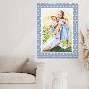 Best Mom Ever Blue Photo Hearts Canvas Print