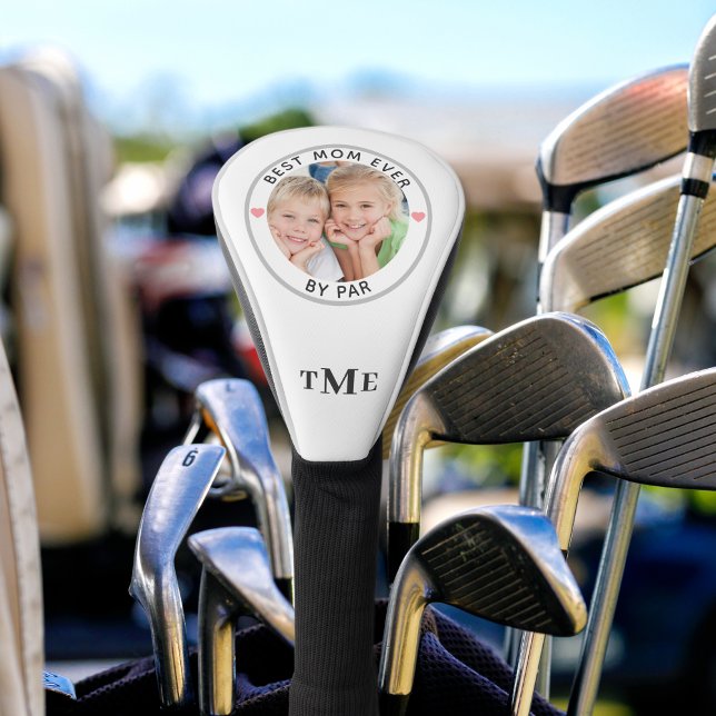BEST MOM EVER BY PAR Photo Monogram Initials Heart Golf Head Cover (Creator Uploaded)