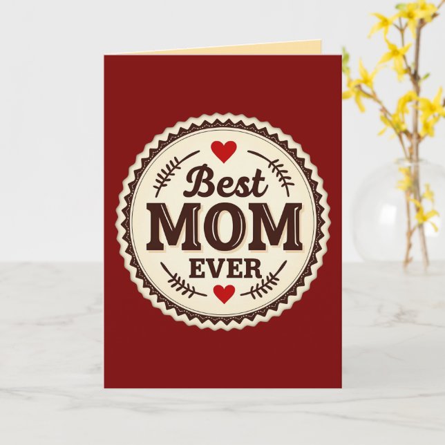 Best Mom Ever Classic Retro Design Card (Yellow Flower)